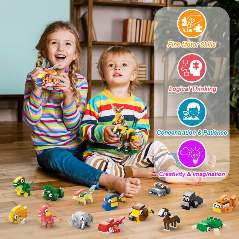 GOLDGE 30 Packs Animal Party Favors for Kids, 999+ PCS Mini Building Blocks, 3 Styles Dinosaur/Sea/Forest 10-in-1 Models, Goodie Bag Fillers, Classroom Treasure Box Toys for Boys & Girls Ages 6+ - Image 3